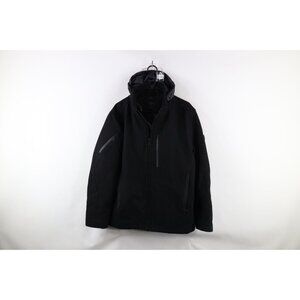 Tumi T Tech Mens Medium Wool Blend Hooded Quilt Lined Full Zip Jacket Black